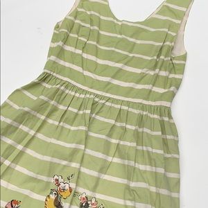 Knitted dove bird and blossom button dress